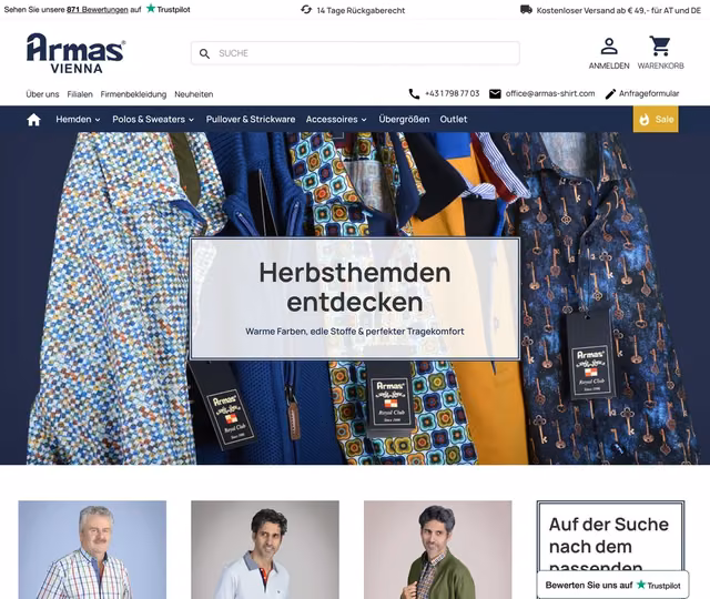 Websiteansicht von ARMAS Vienna
